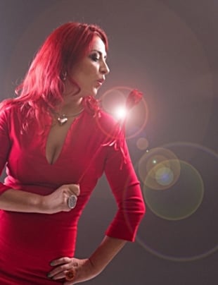 Valentina Tudose wearing red with red hair Valentina Tudose wearing red with red hair