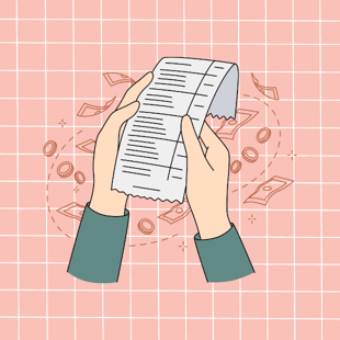 Hands holding a check graphic