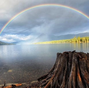 Washington State Park rainbow over lake