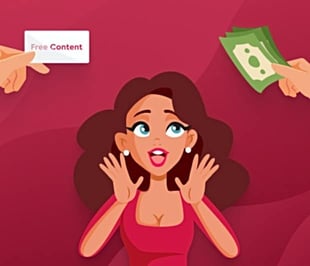 Private Sugar Club brunette woman cartoon free content and cash graphic