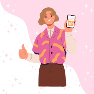 Person holding up phone and giving thumbs up