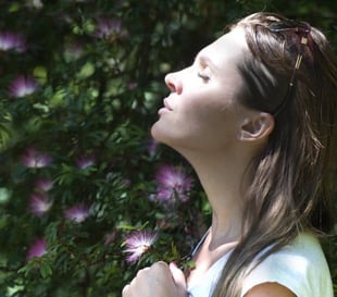 Bull City woman eyes closed nature