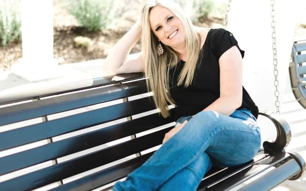 Amanda Louder on a bench