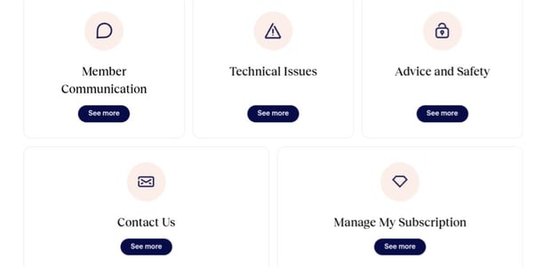 Screenshot of Match's Help page