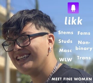 Likk app person smiling stems fems studs 