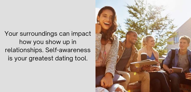 your surroundings can impact how you show up in relationships. self-awareness is your greatest dating tool