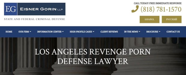 Screenshot of a lawyer webpage