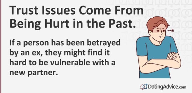 If a person has been betrayed by an ex, they might find it hard to be vulnerable with a new partner. If a person has been betrayed by an ex, they might find it hard to be vulnerable with a new partner.
