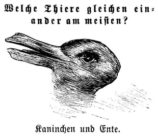 A photo of the duck/bunny picture, which shows a sketch of a bunny or of a duck