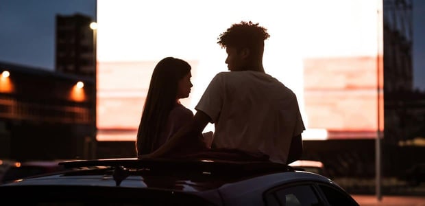 Couple at a drive-in movie