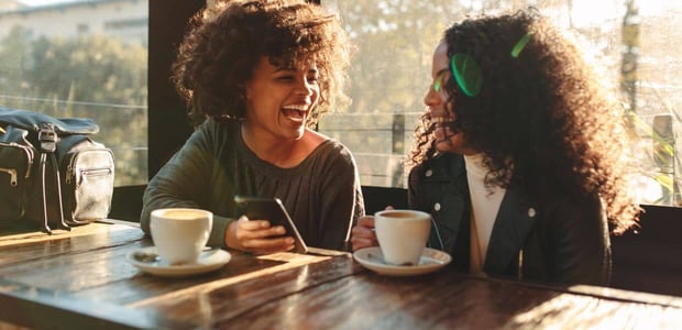 Two women at a coffee shop