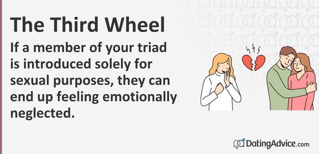 If a member of your triad is introduced solely for sexual purposes, they can end up feeling emotionally neglected.