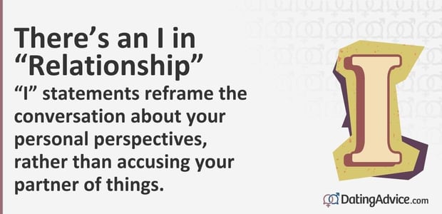 âIâ statements reframe the conversation about your personal perspectives, rather than accusing your partner of things.