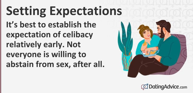 It is best to establish the expectation of celibacy relatively early. Not everyone is willing to abstain from sex, after all.