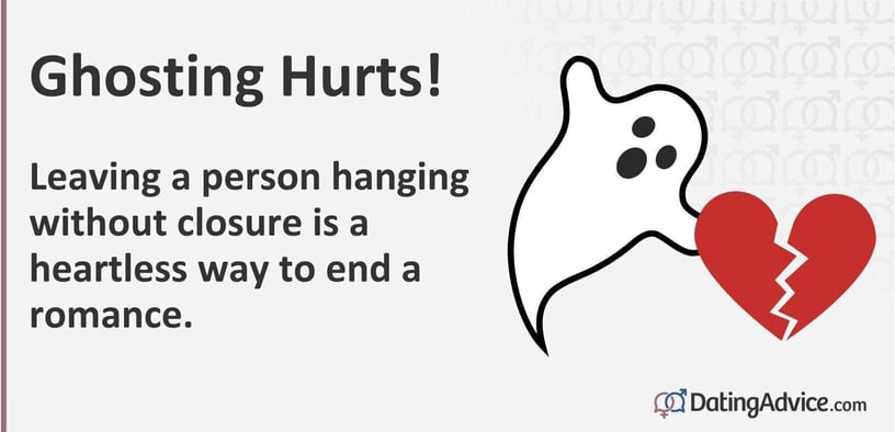Ghosting hurts. Leaving a person hanging without closure is a heartless way to end a romance. Ghosting hurts. Leaving a person hanging without closure is a heartless way to end a romance.