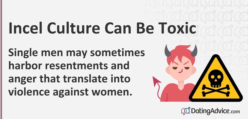 Incel culture can be toxic. Single men may harbor resentments and anger that translate into violence against women. Incel culture can be toxic. Single men may harbor resentments and anger that translate into violence against women.
