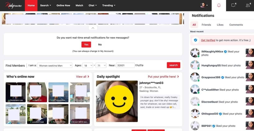 KinkyPeopleMeet main browsing page
