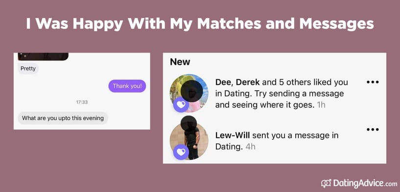 Screenshot of my matches and messages