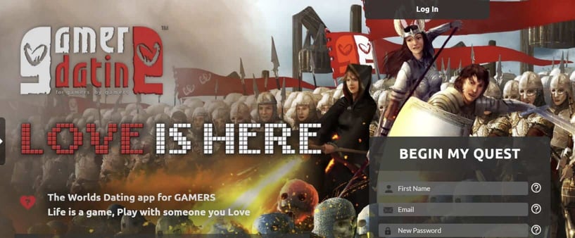 GamerDating homepage