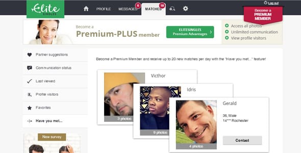 Screenshot of EliteSingles Partner Suggestions